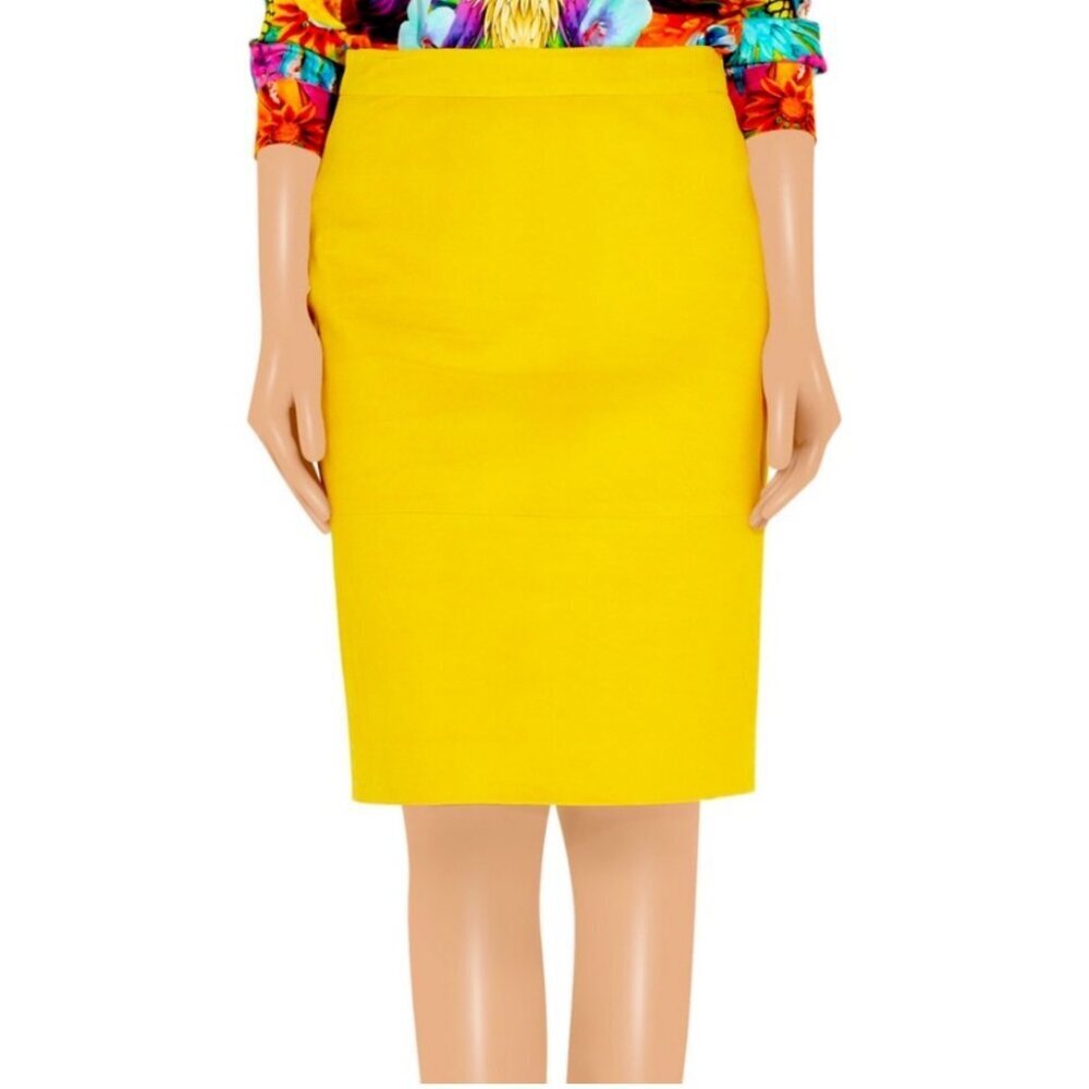 J. Crew Factory Yellow Wool No. 2 Knee Length High Waist hCareer Pencil Skirt 10